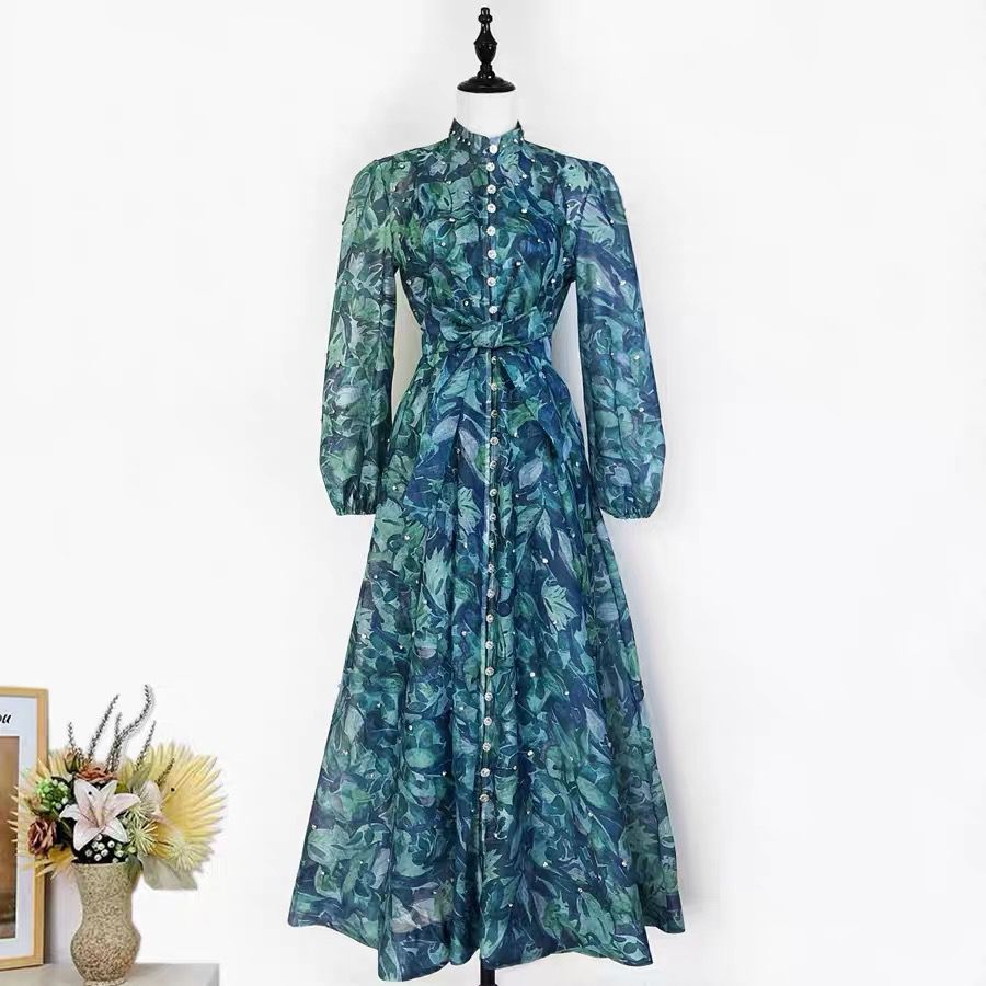 Single- Breasted Long Sleeved Dress