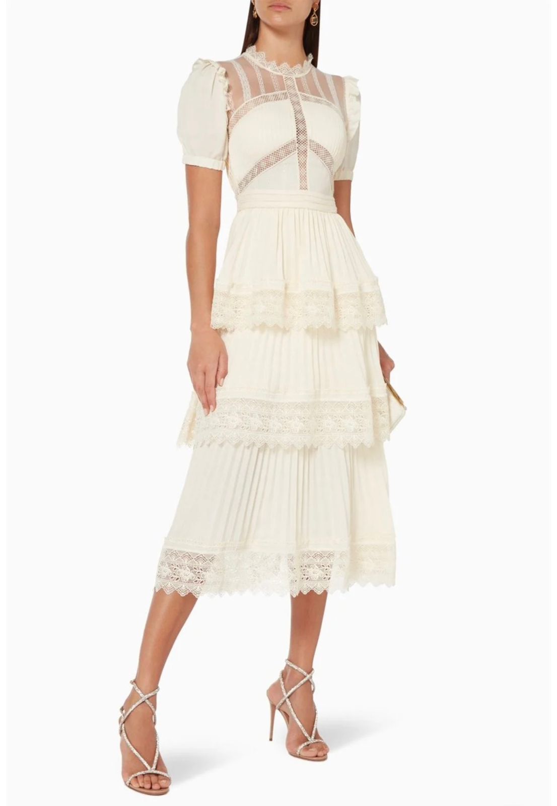 Lace-Detailed midi dress